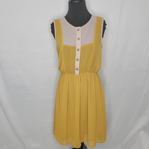 Unbranded Tank Sheer Mustard and Cream Dress - Picture 2 of 16